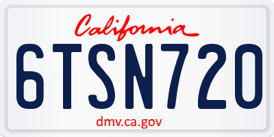 CA license plate 6TSN720