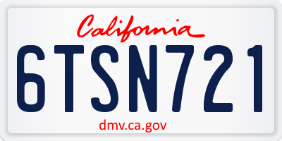 CA license plate 6TSN721