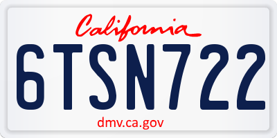 CA license plate 6TSN722