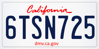 CA license plate 6TSN725