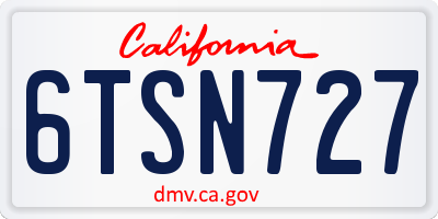 CA license plate 6TSN727