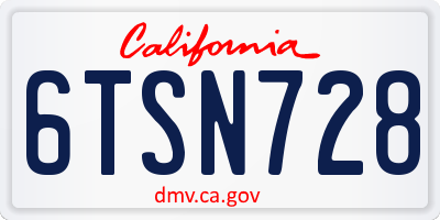 CA license plate 6TSN728