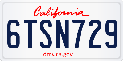CA license plate 6TSN729