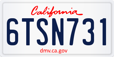CA license plate 6TSN731