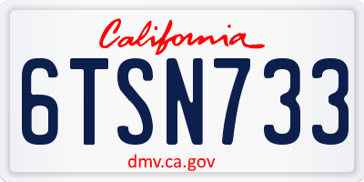 CA license plate 6TSN733