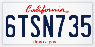 CA license plate 6TSN735
