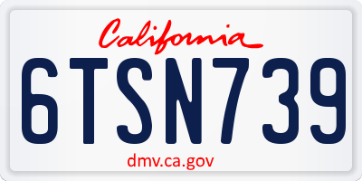 CA license plate 6TSN739