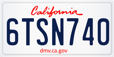 CA license plate 6TSN740