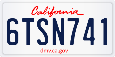 CA license plate 6TSN741