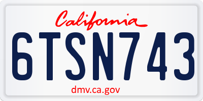 CA license plate 6TSN743