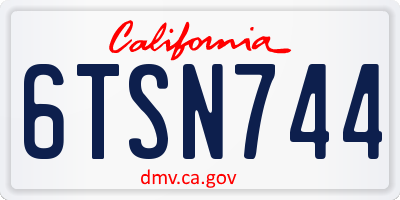 CA license plate 6TSN744