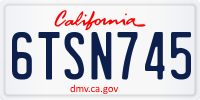 CA license plate 6TSN745
