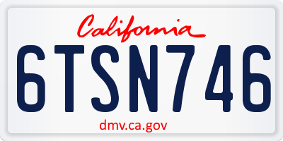 CA license plate 6TSN746
