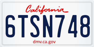 CA license plate 6TSN748