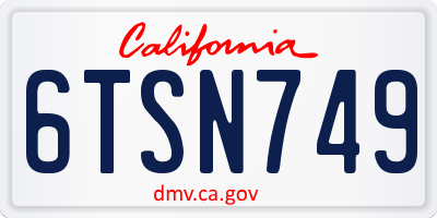 CA license plate 6TSN749