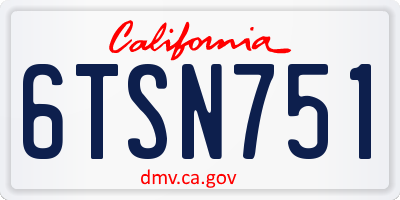 CA license plate 6TSN751