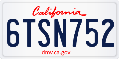 CA license plate 6TSN752