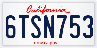 CA license plate 6TSN753