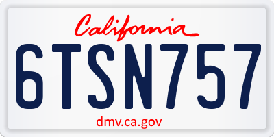 CA license plate 6TSN757