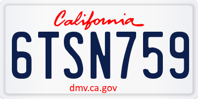 CA license plate 6TSN759