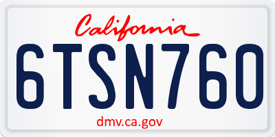 CA license plate 6TSN760