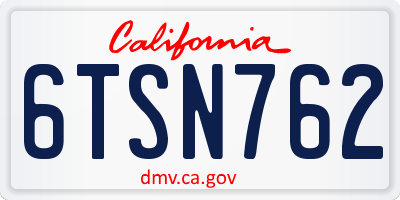 CA license plate 6TSN762