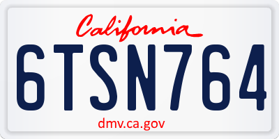 CA license plate 6TSN764