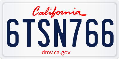 CA license plate 6TSN766