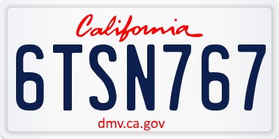 CA license plate 6TSN767