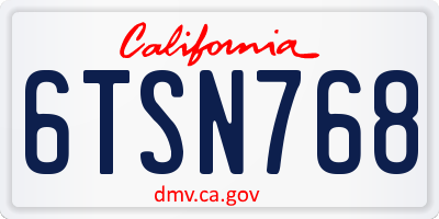 CA license plate 6TSN768