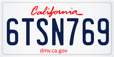 CA license plate 6TSN769