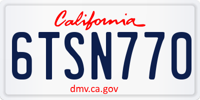 CA license plate 6TSN770