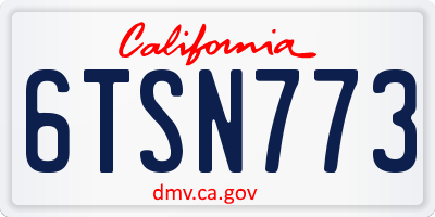 CA license plate 6TSN773