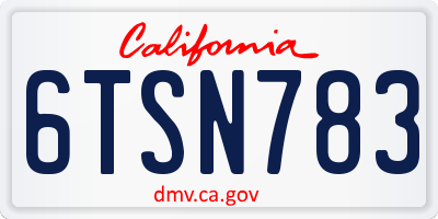 CA license plate 6TSN783