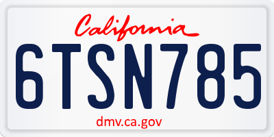CA license plate 6TSN785