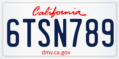 CA license plate 6TSN789