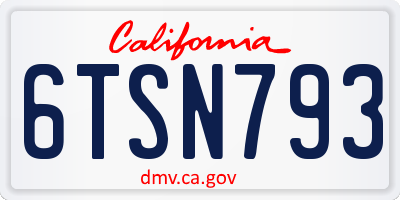 CA license plate 6TSN793