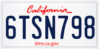 CA license plate 6TSN798