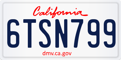 CA license plate 6TSN799