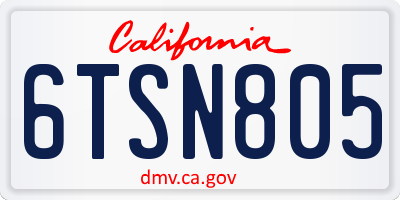 CA license plate 6TSN805
