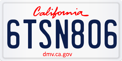 CA license plate 6TSN806