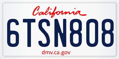 CA license plate 6TSN808