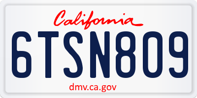 CA license plate 6TSN809