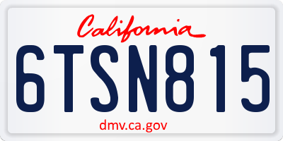 CA license plate 6TSN815