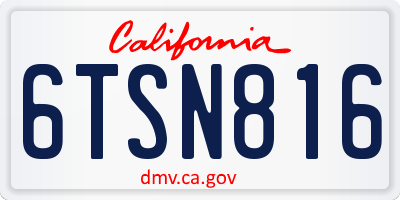 CA license plate 6TSN816