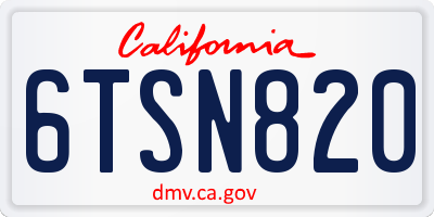 CA license plate 6TSN820