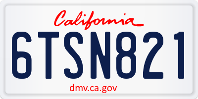 CA license plate 6TSN821