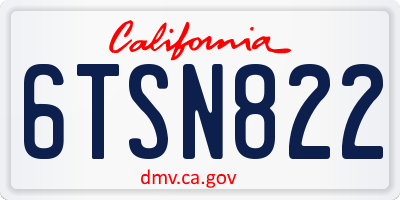 CA license plate 6TSN822