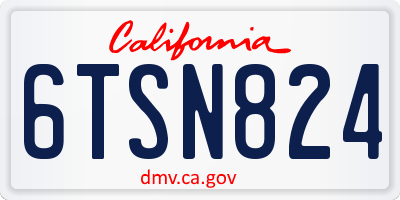 CA license plate 6TSN824