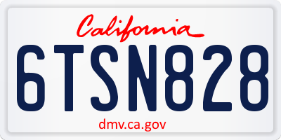 CA license plate 6TSN828